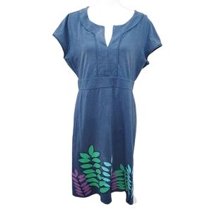 Boden Blue Leaf Applique Notch Neck Dress 12
